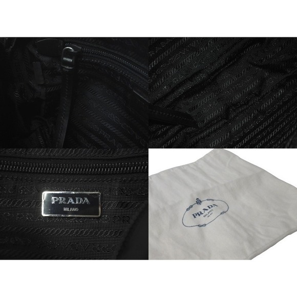 Prada Studded Shoulder Bag Triangle Logo Nylon Black - Picture 10 of 10